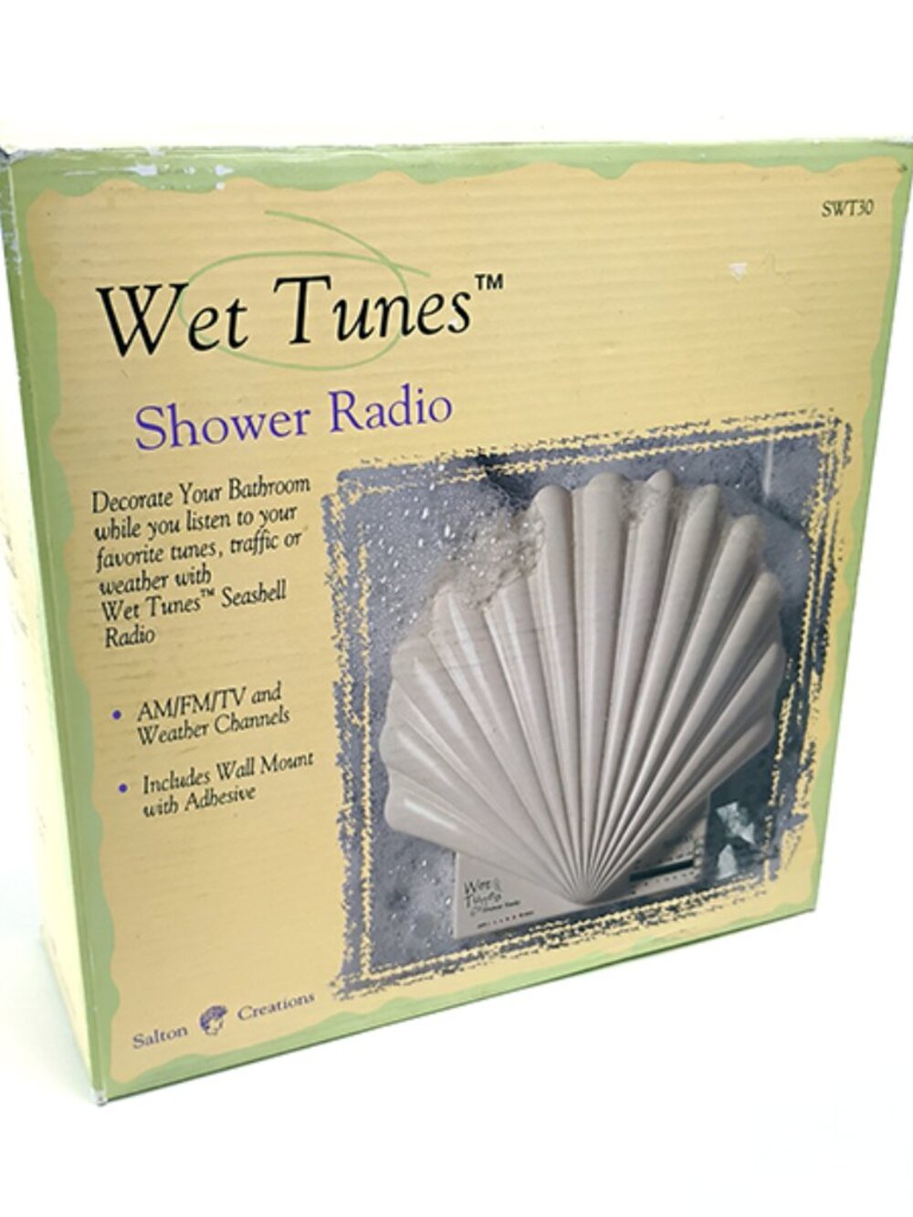 NEW Vintage Wet Tunes Seashell Shower Radio SWT30 AM FM TV Salton Creations NIB